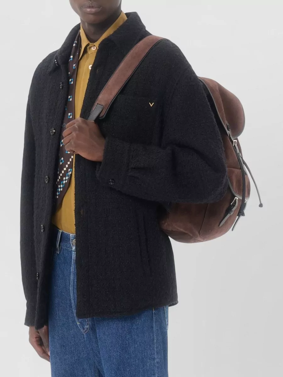 Valentino Textured High-Neck Shirt Jacket