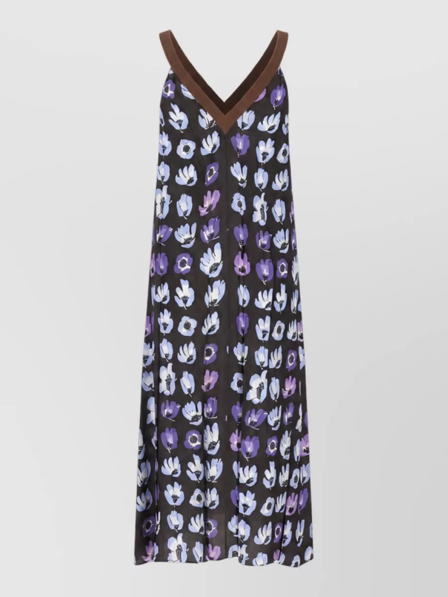 Prada Floral-print v-neck midi dress