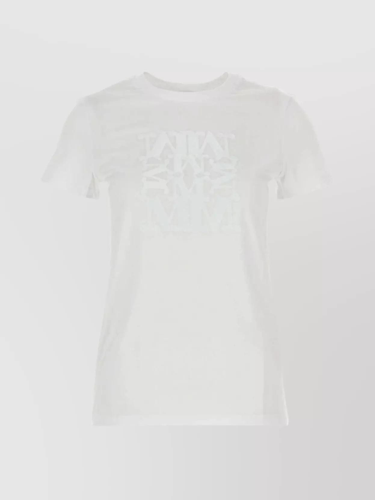 Max Mara Cotton Crew Neck Graphic Print T-shirt In White