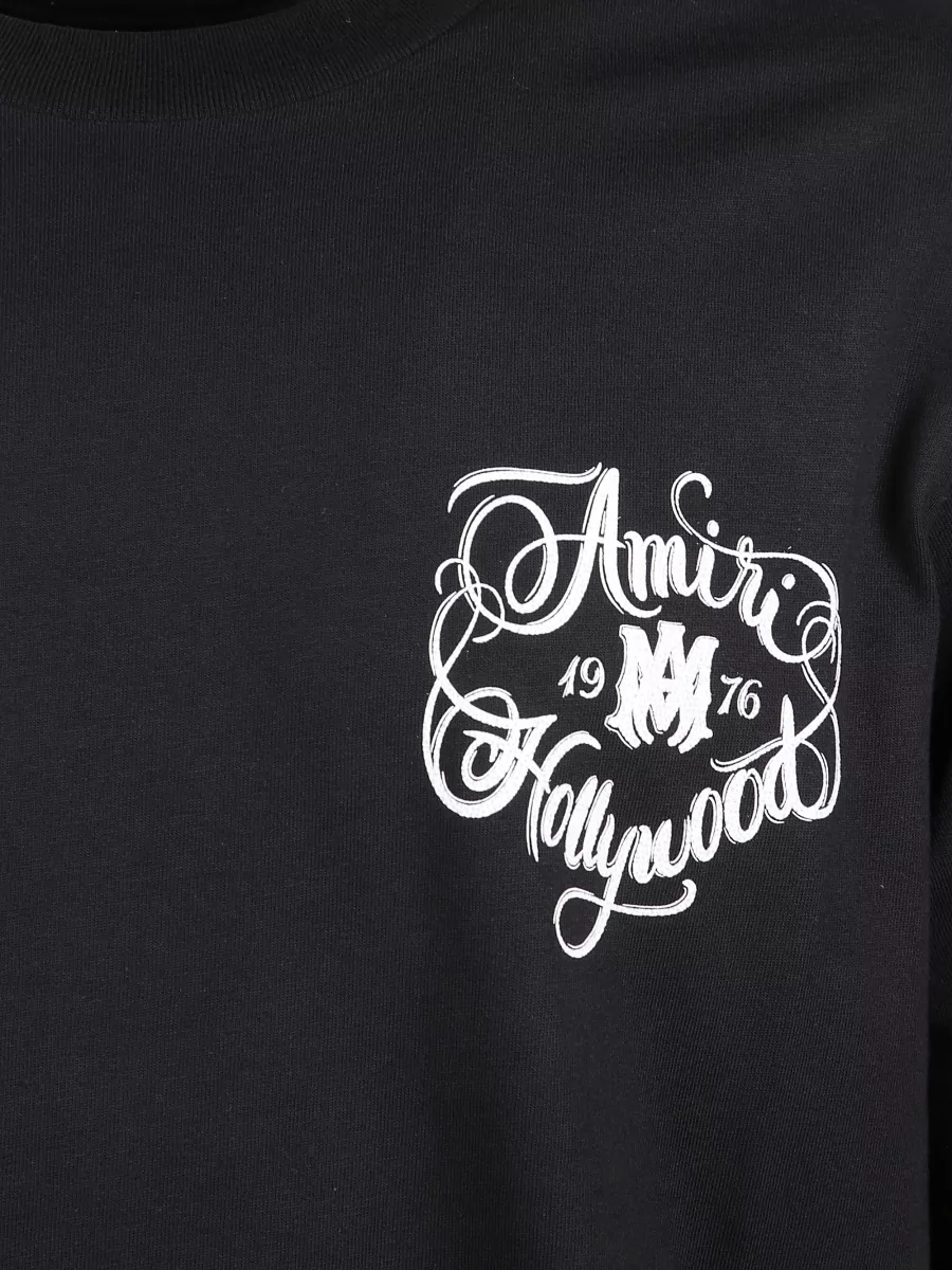 Amiri Ribbed Cotton Logo Print T-Shirt