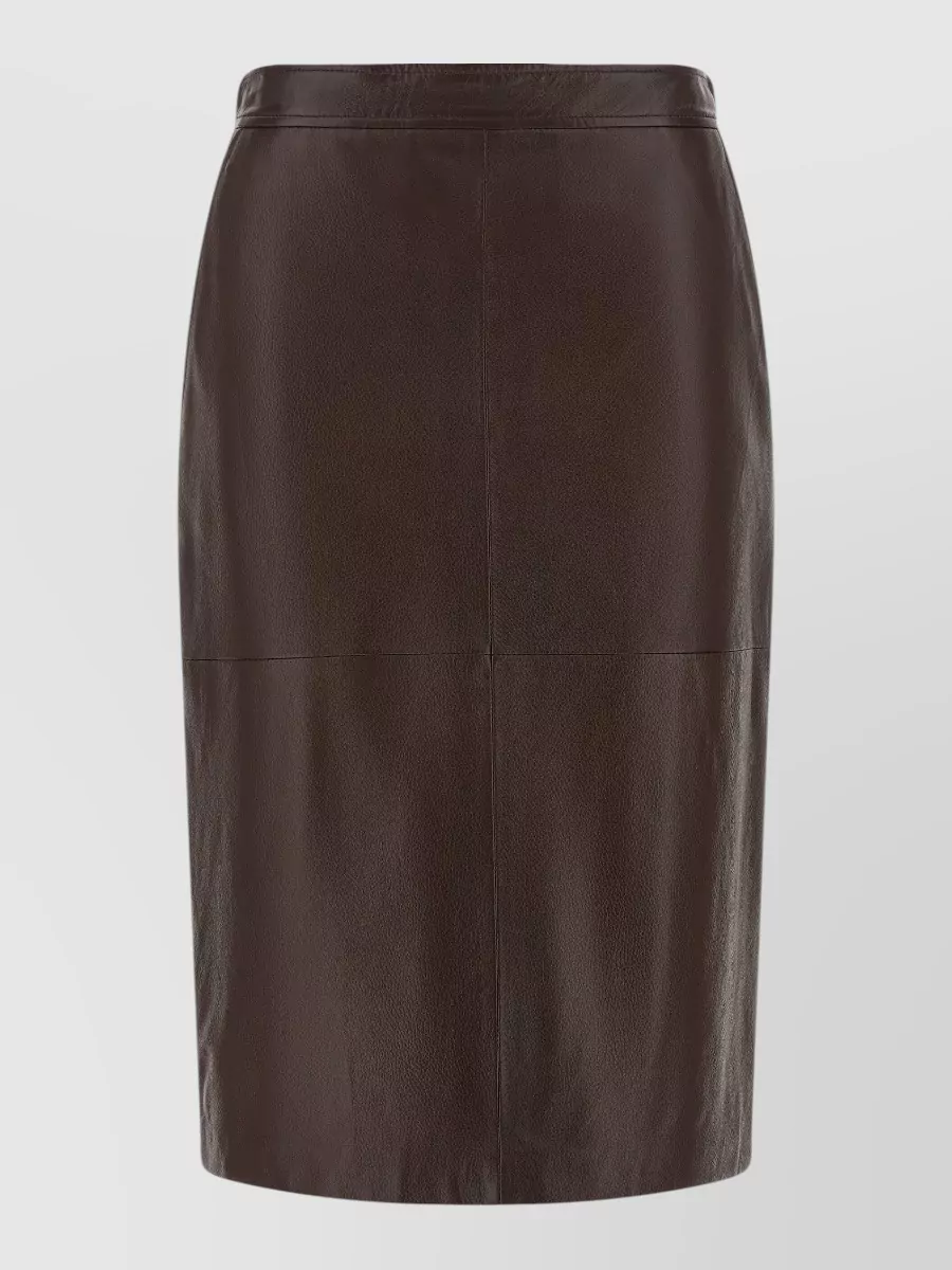 S Max Mara Leather paneled knee-length pencil skirt