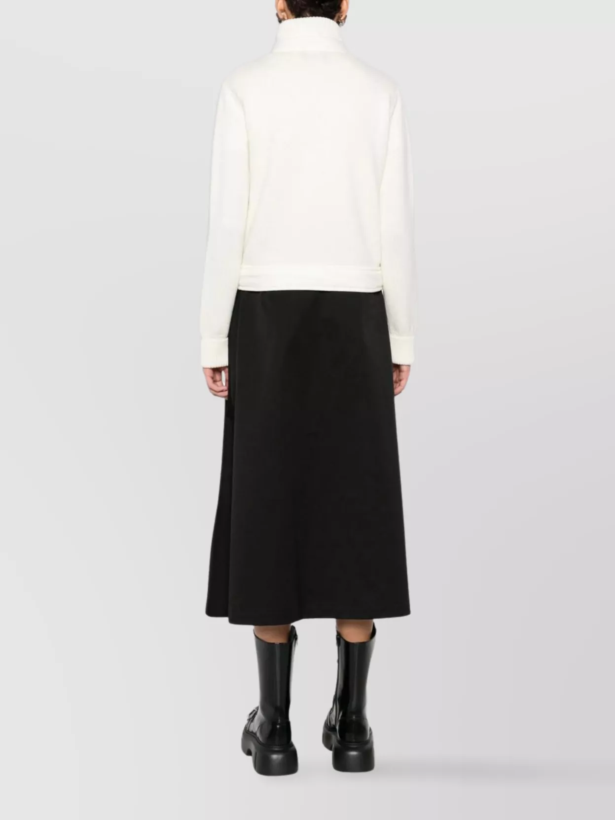 Moncler High Collar Knitted Jacket Pockets In Neutral