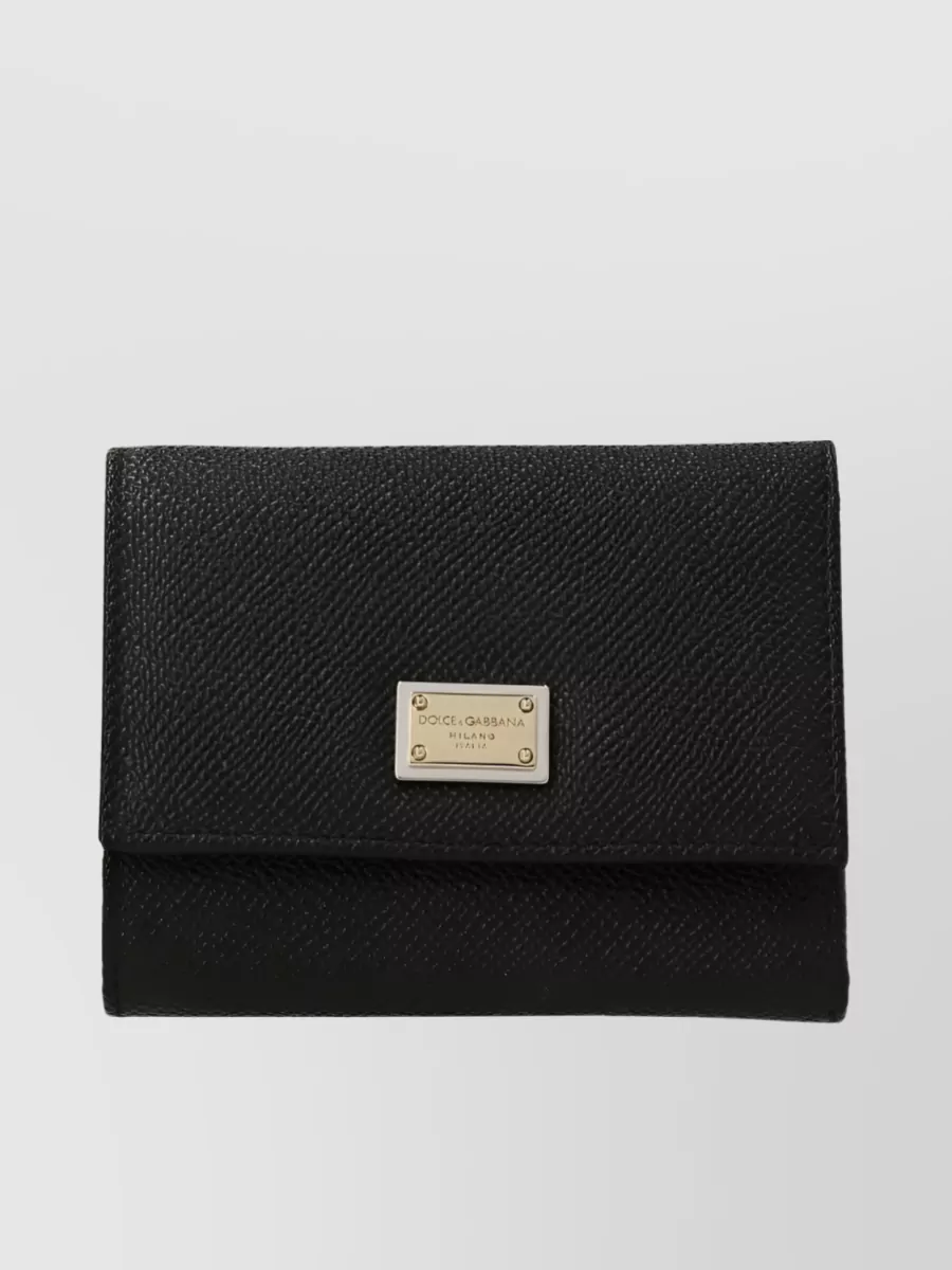 Shop Dolce & Gabbana Tri-fold Logo Wallet With Zip-fastening Pocket In Black