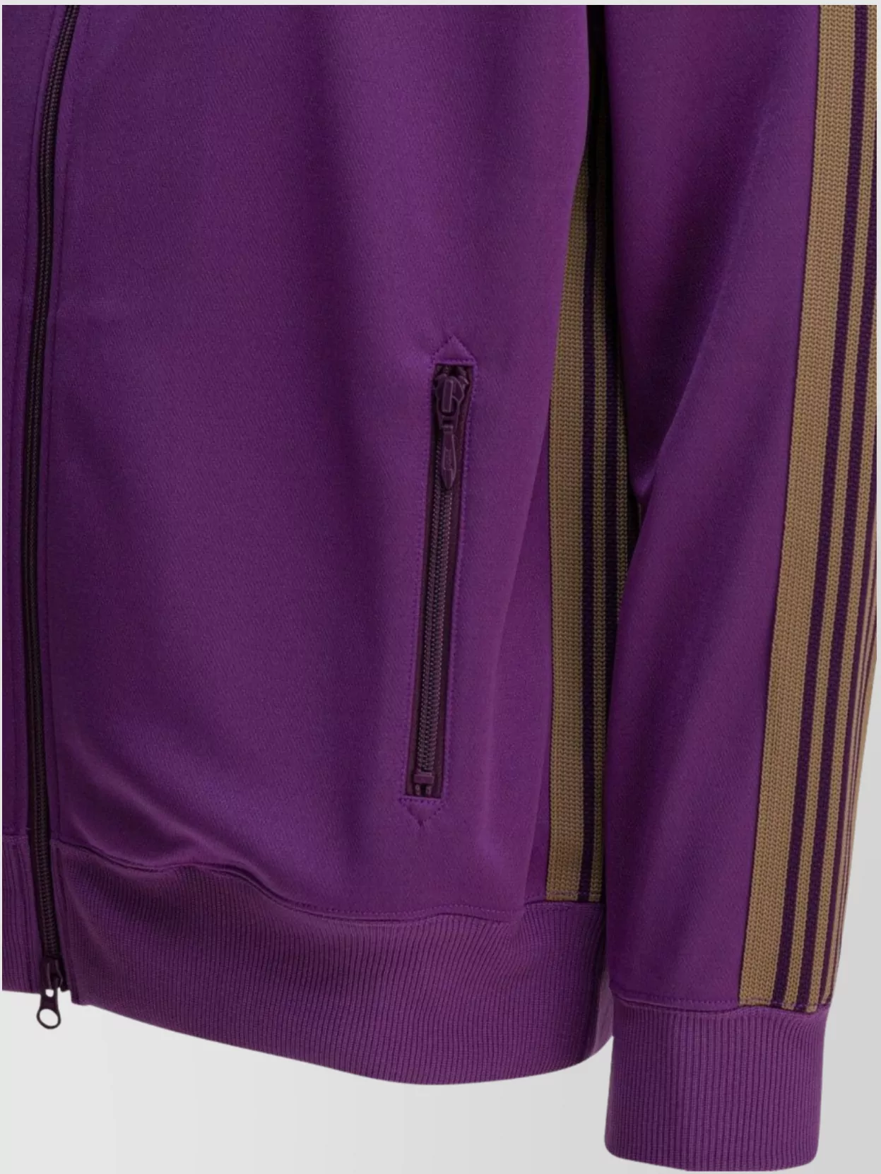 Shop Needles High Collar Striped Sleeves Sweatshirts Side Pockets