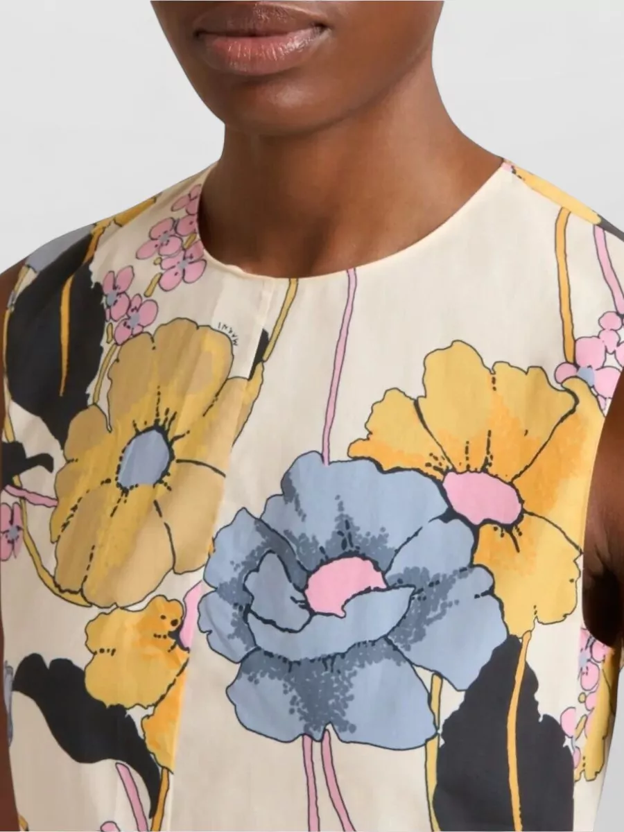 Marni Poplin Midi Dress Melodia Floral Motif