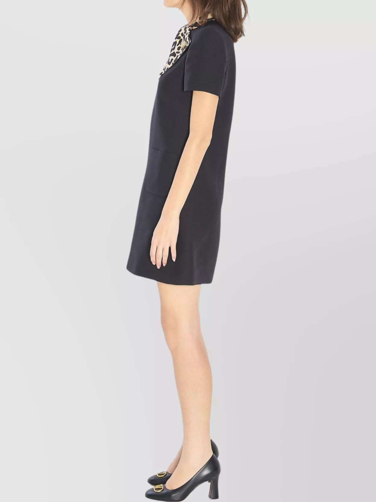 Valentino Embellished Pussy-bow Wool And Silk-blend Crepe Mini Dress In Black
