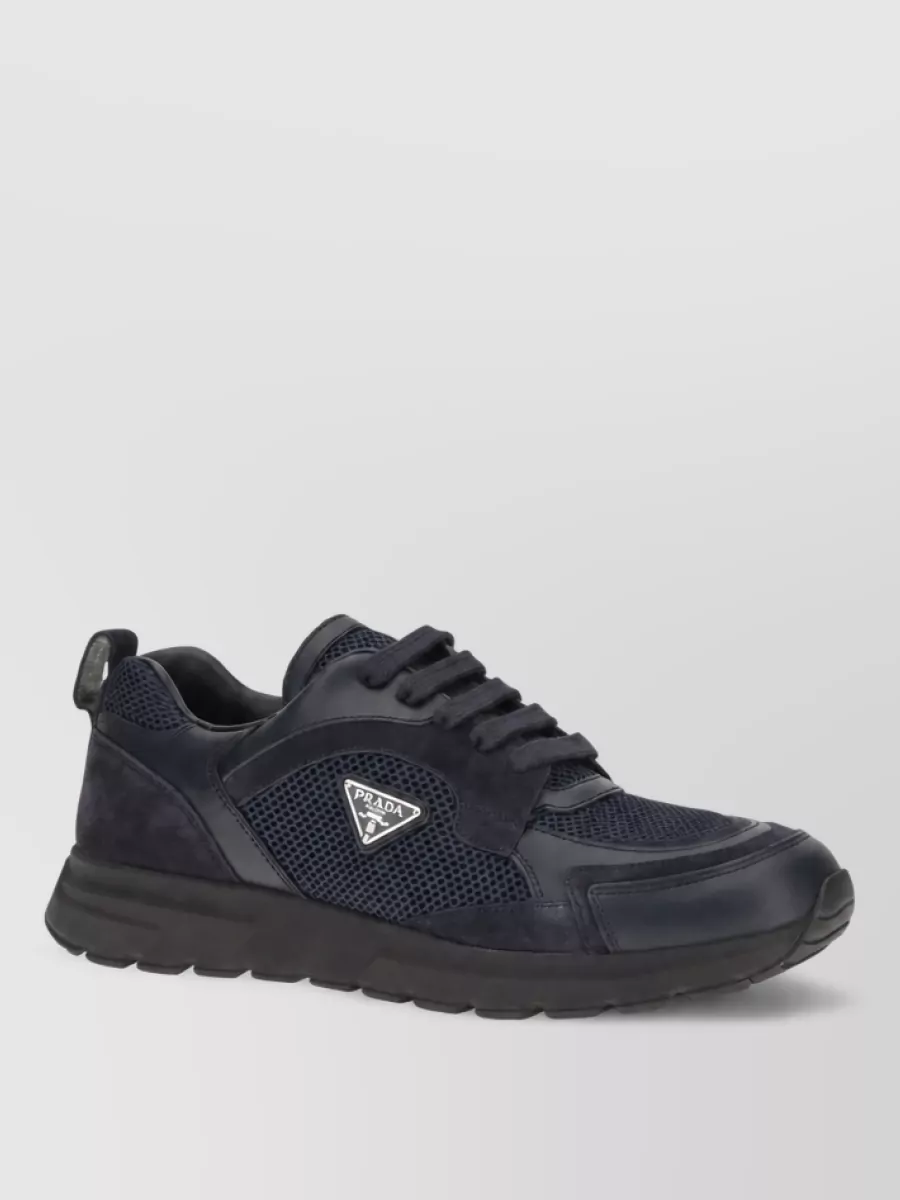 Prada leather and fabric low-top sneakers