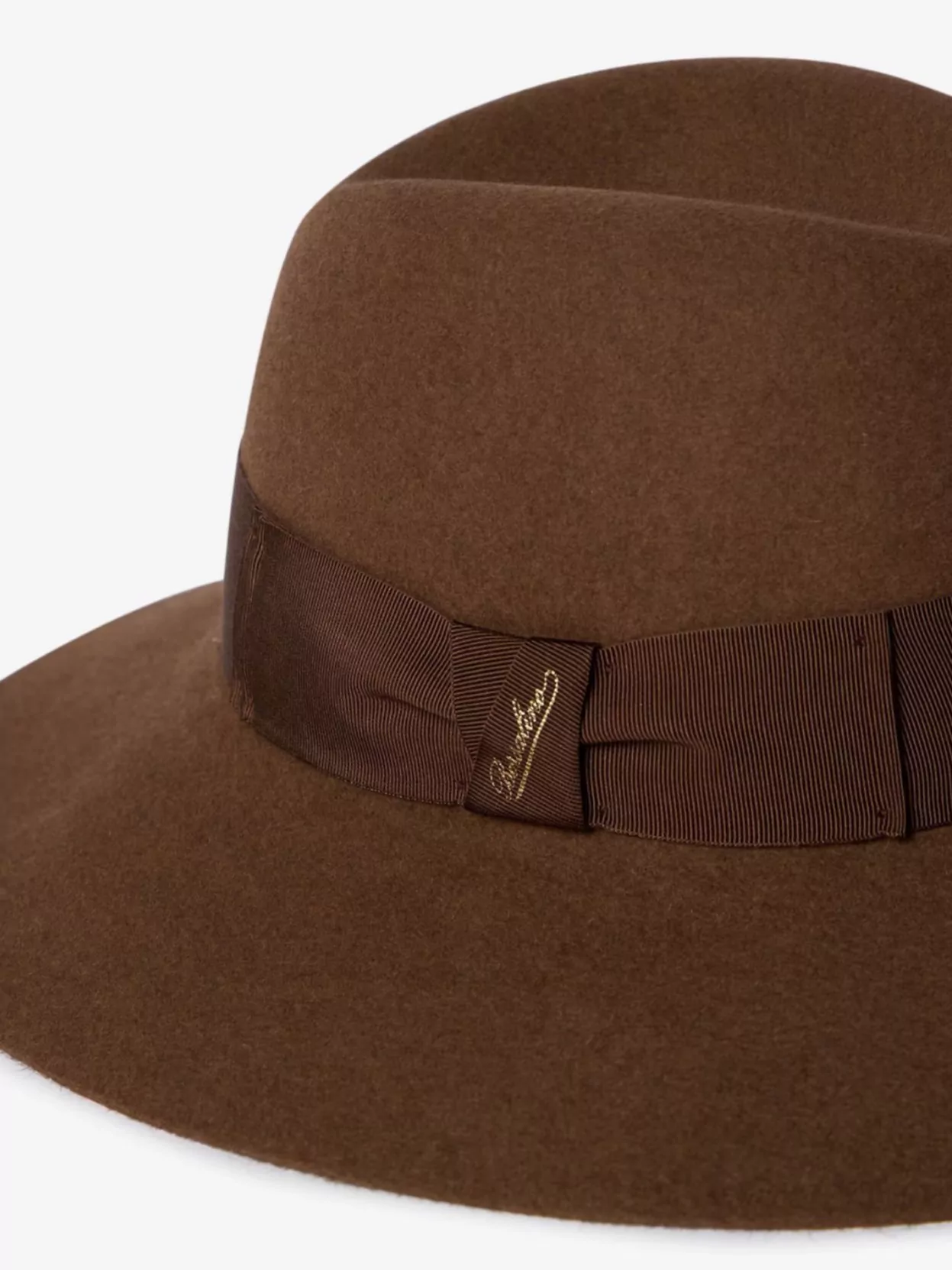 Borsalino Wide Brim Structured Crown Ribbon Band