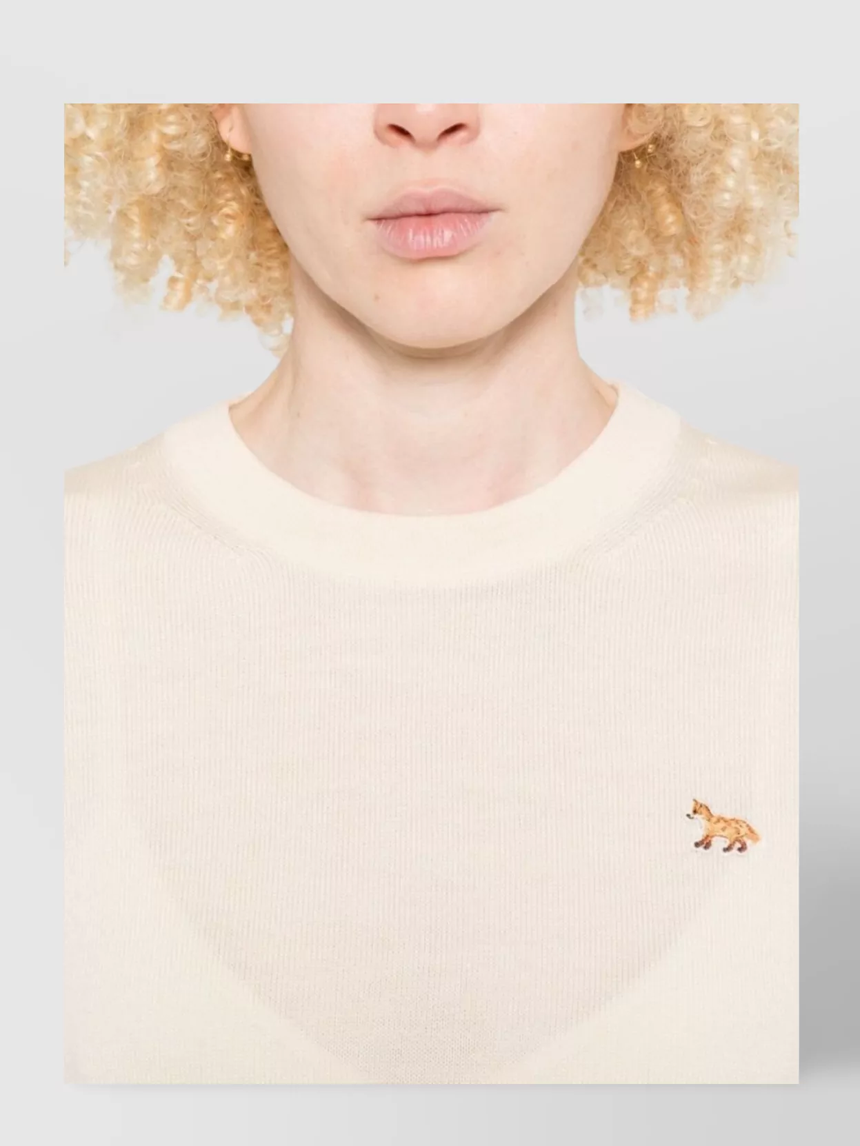 Maison Kitsuné Wool Crew Neck Jumper With Ribbed Cuffs