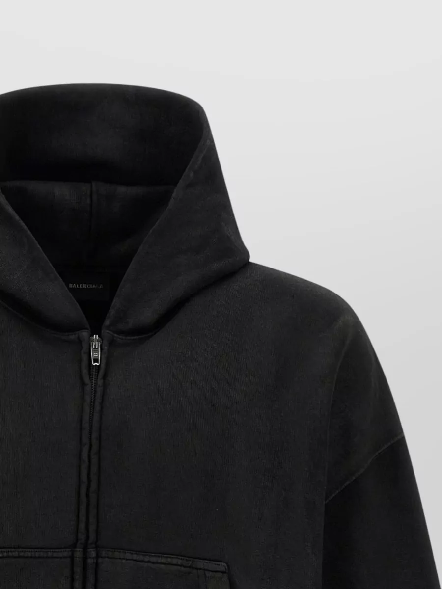 Balenciaga Hooded Sweatshirt Cropped Cut Kangaroo Pocket