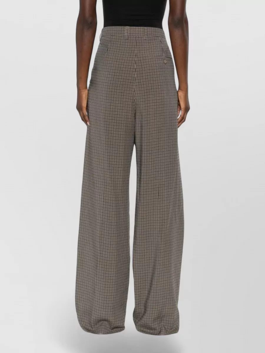 Balenciaga High Waist Checkered Straight Leg Trousers