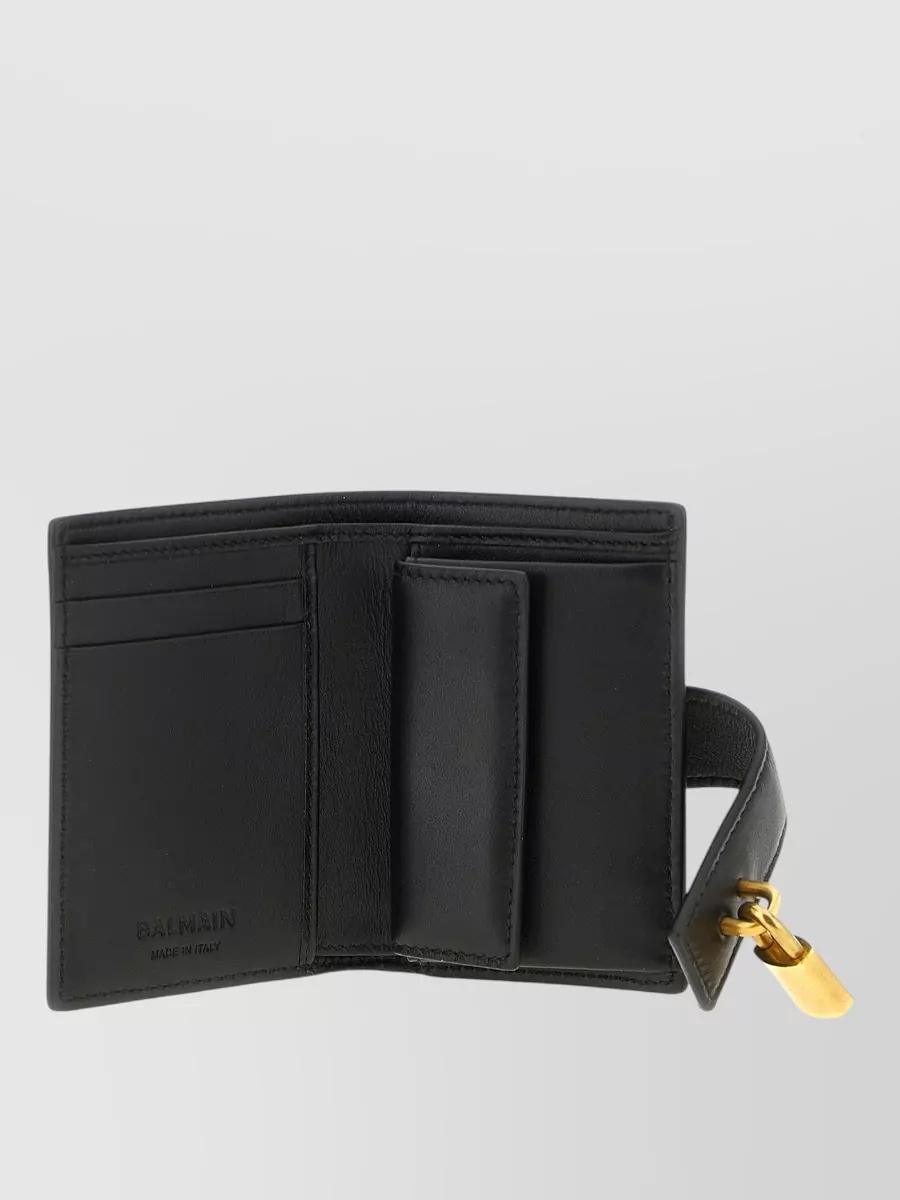 Balmain Pulse Fold Over Wallet Gold Tone Hardware