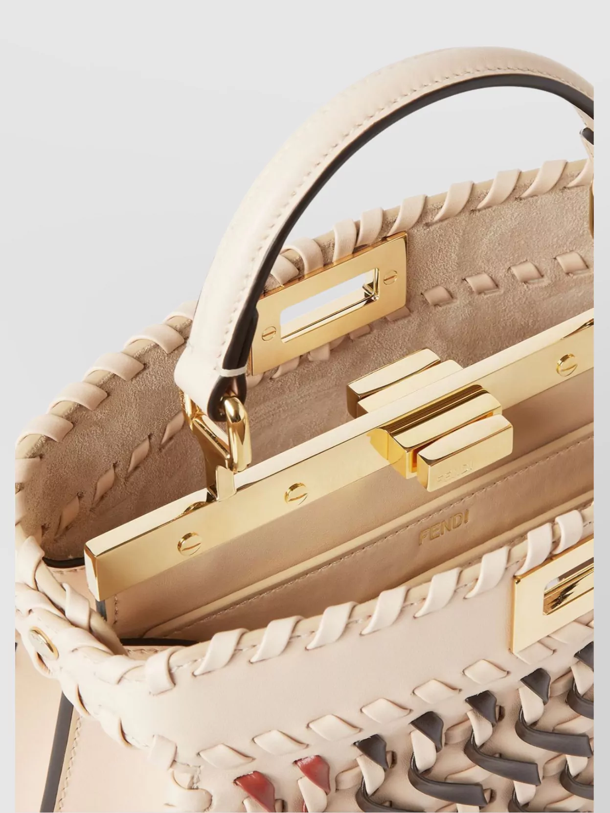 Fendi Woven Clutch Bag Adjustable Strap Top Handle
