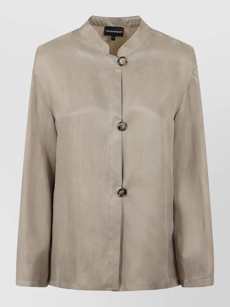 Emporio Armani Mandarin Collar Relaxed-Fit Shirt Jacket