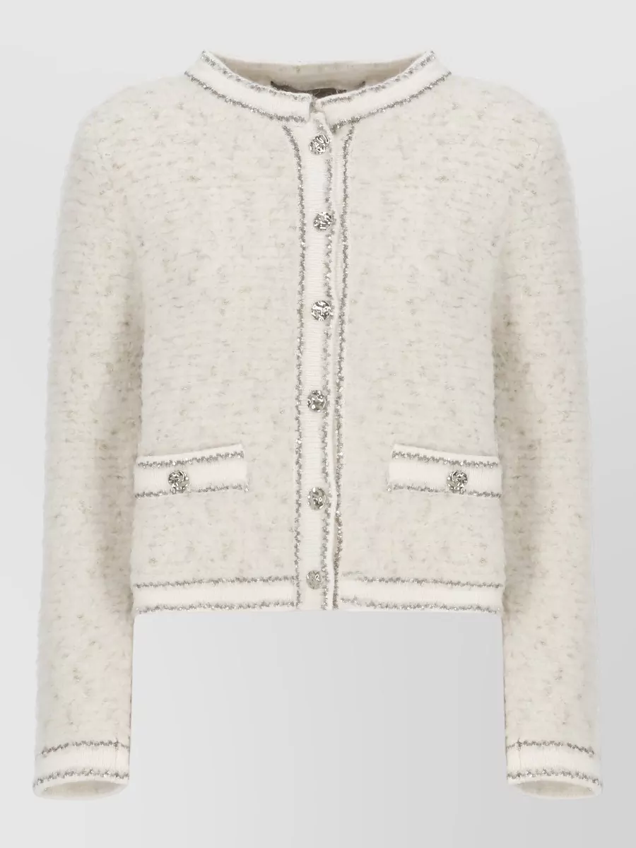 D.exterior Wool Crewneck Long-Sleeve Cardigan
