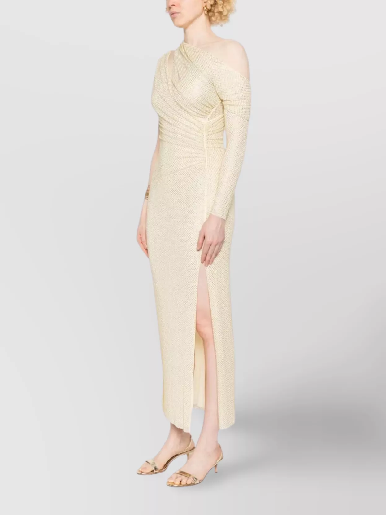 Self-Portrait Crystal Embellished One Shoulder Midi Dress