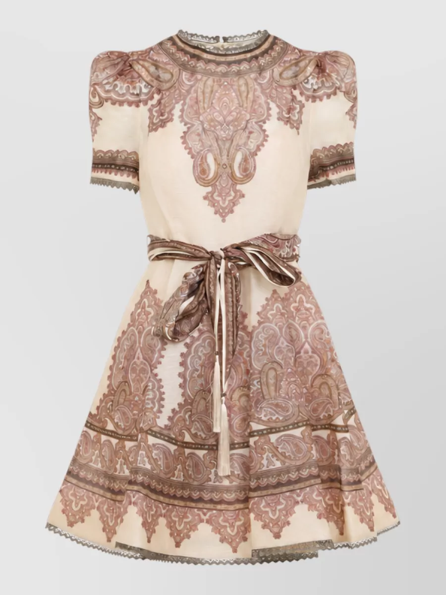 Zimmermann Silk Linen Printed Mini Dress