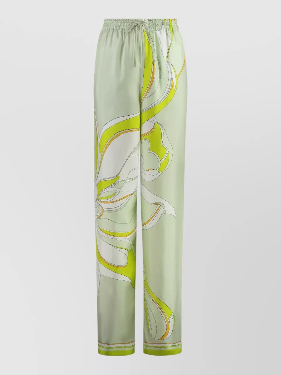 Tory Burch Silk Printed Wide-Leg Trousers
