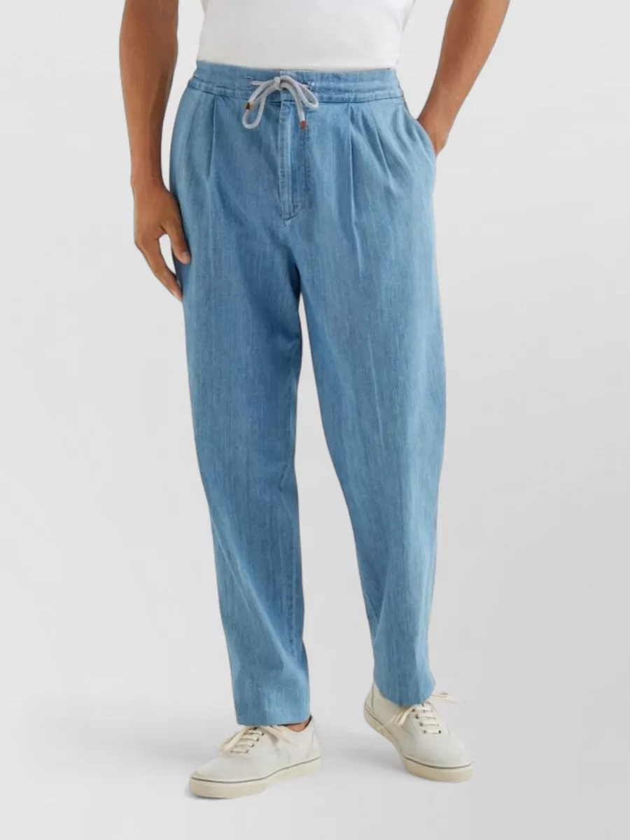 Brunello Cucinelli Comfortable Cotton Trousers Featuring Pleated Front