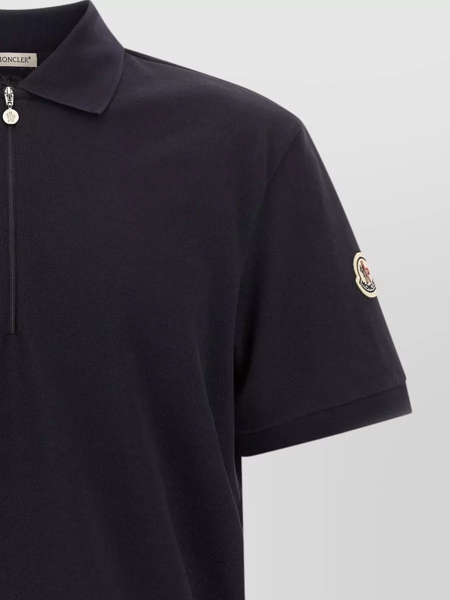 Moncler Half Zip Shirt Polo Collar Ribbed Cuffs