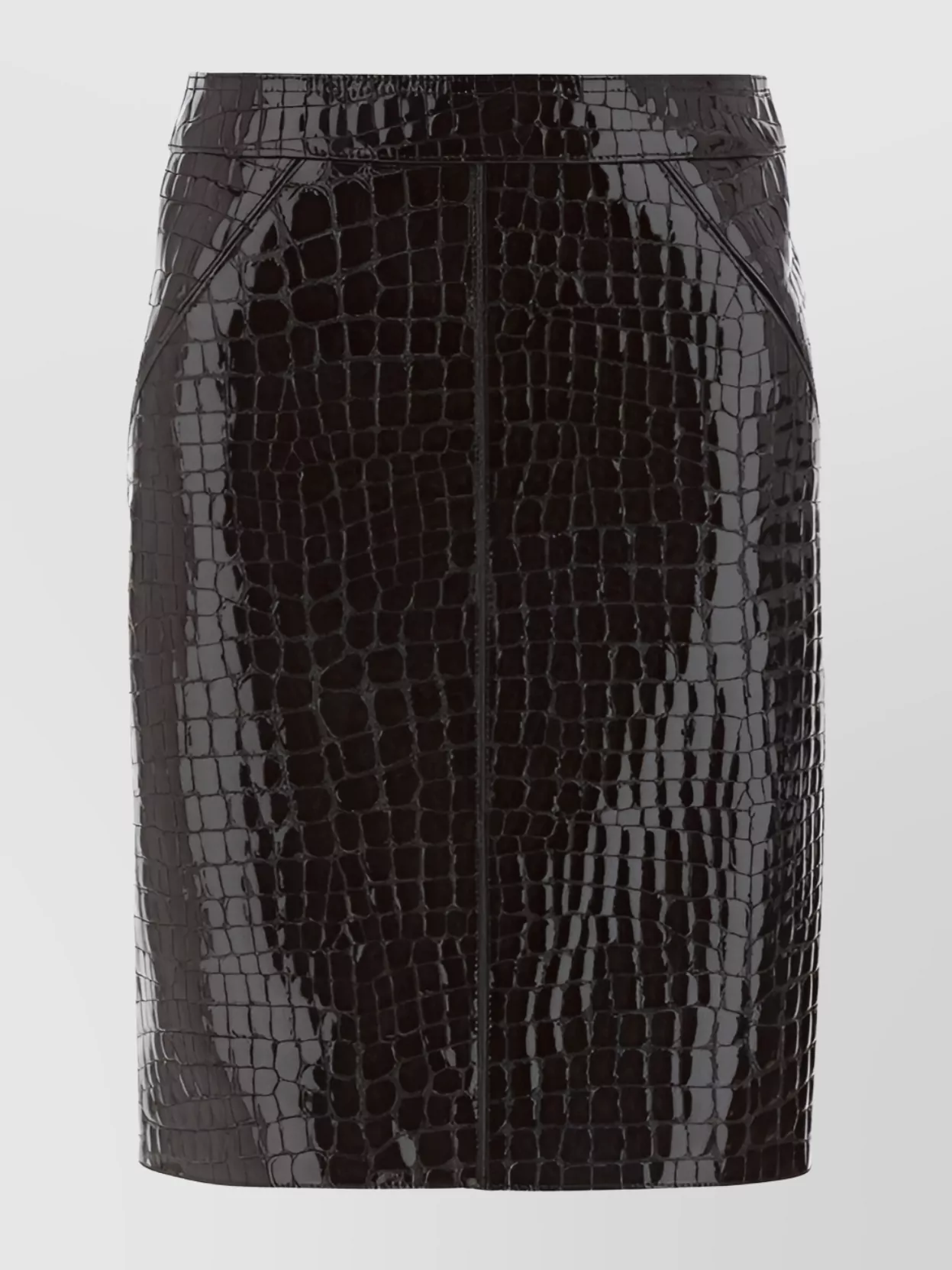 Tom Ford Crocodile Leather Skirt Back Slit In Black