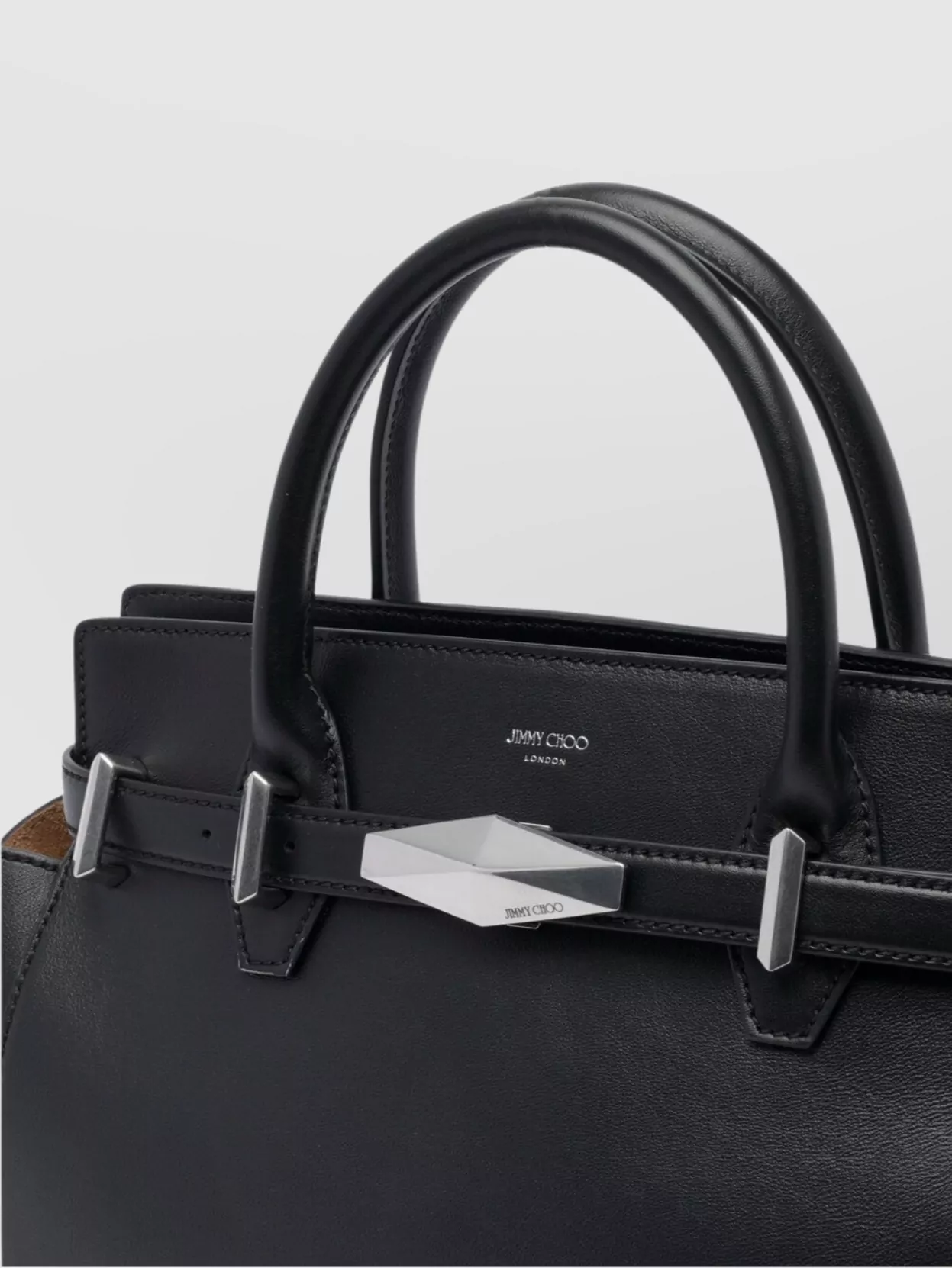 Jimmy Choo Diamond Belted Shoulder Bag With Top Handles