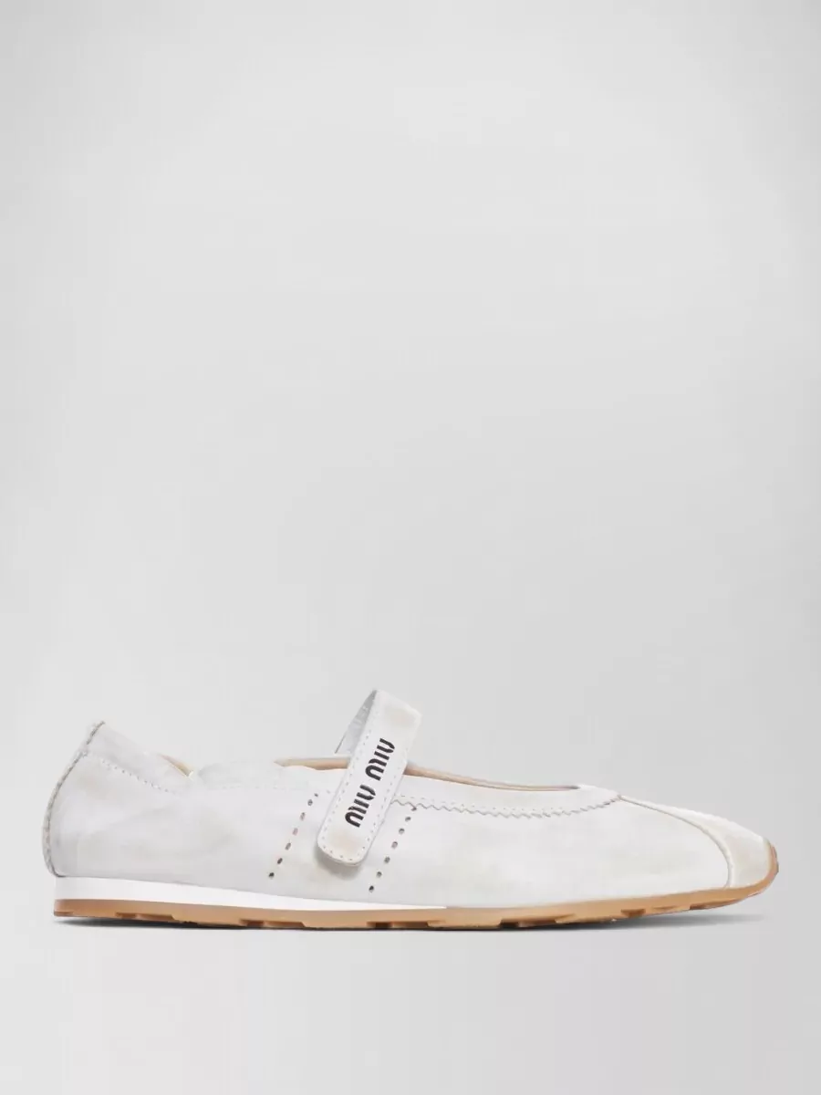 Miu Miu Suede Plume Ballerina Flats Round Toe