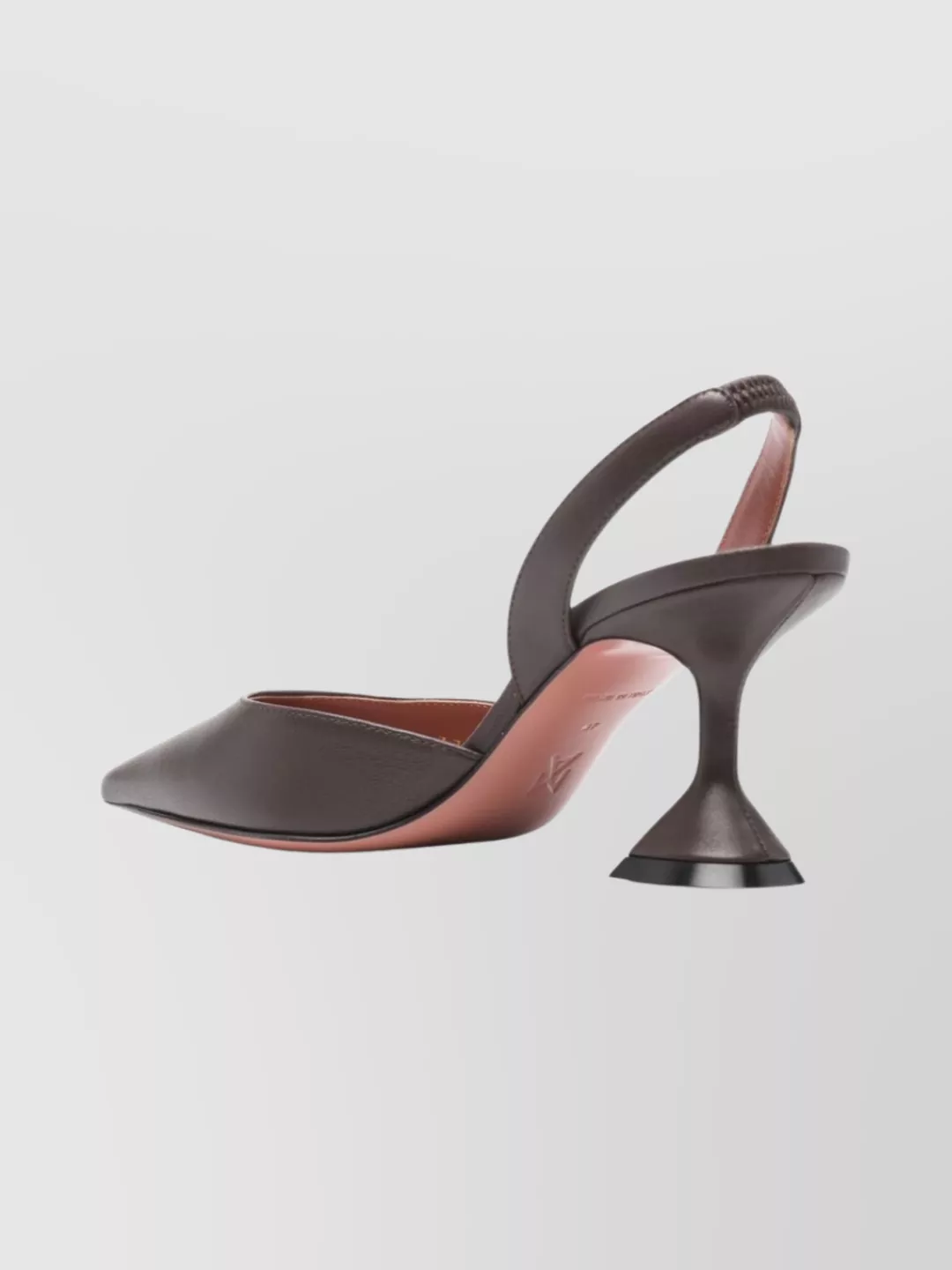 Amina Muaddi Leather Slingback Pumps Sculptural Heel In Brown