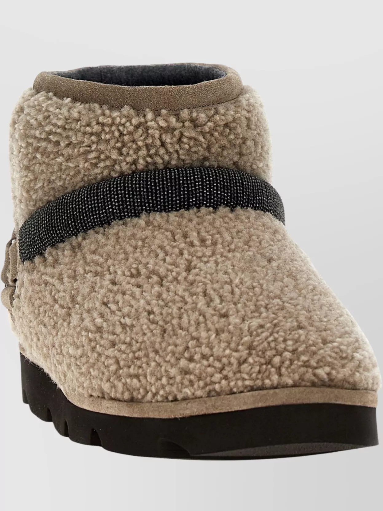 Shop Brunello Cucinelli Shearling Ankle Boots Buckle Detail