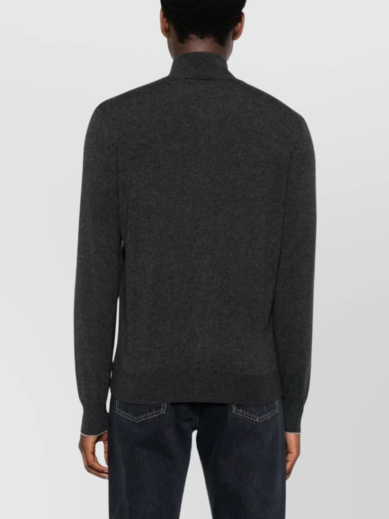 Brunello Cucinelli High Neck Cashmere Cardigan With Ribbed Cuffs