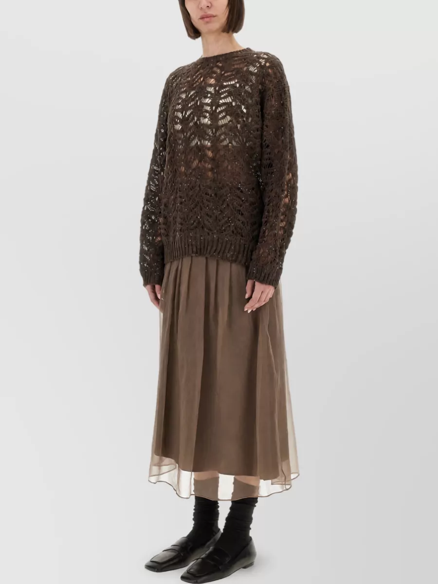 Brunello Cucinelli Linen And Silk Diamond-Knit Sweatshirt