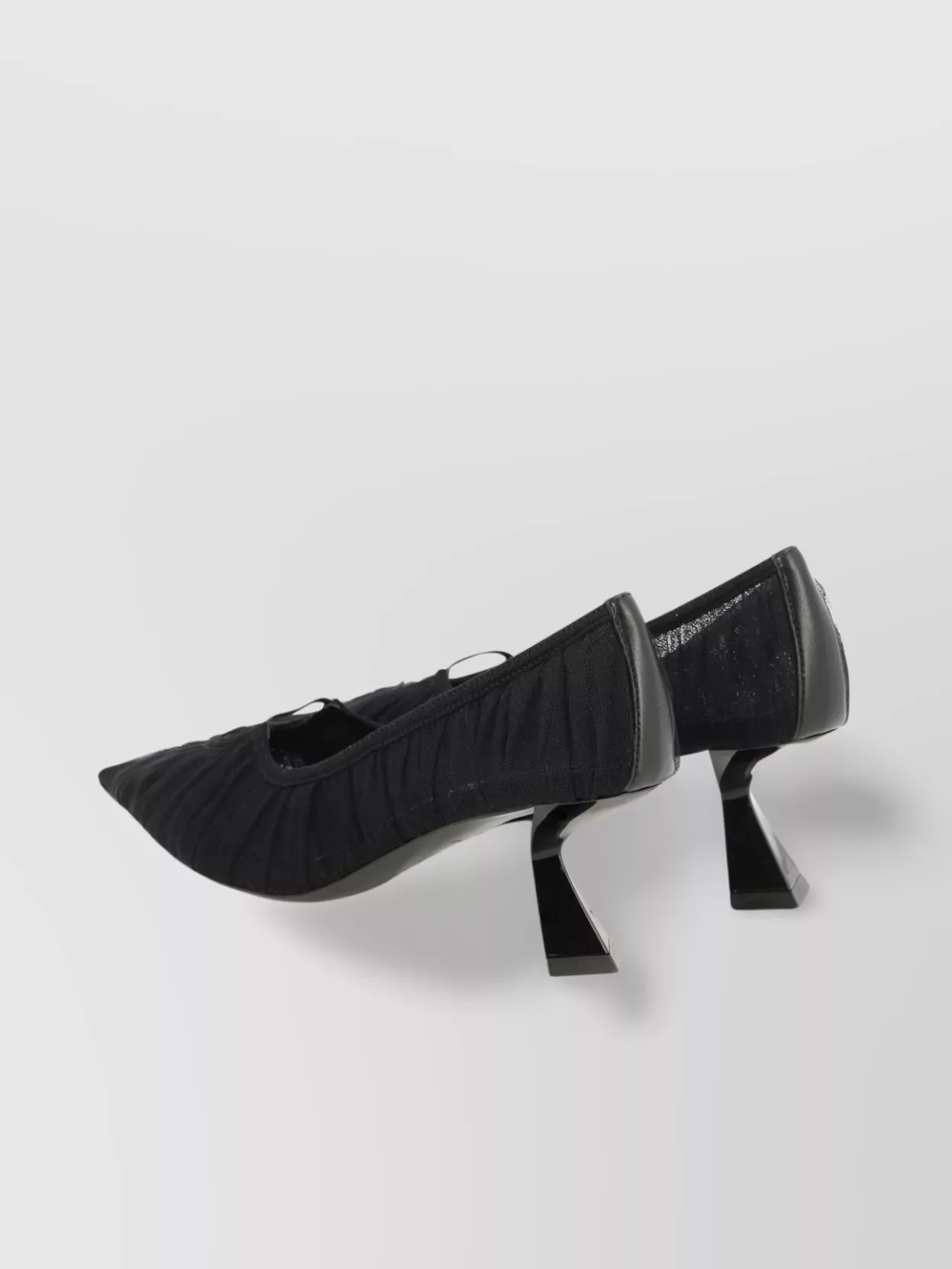 Nensi Dojaka Pointed Toe Mesh Overlay Sculptural Heel Pumps