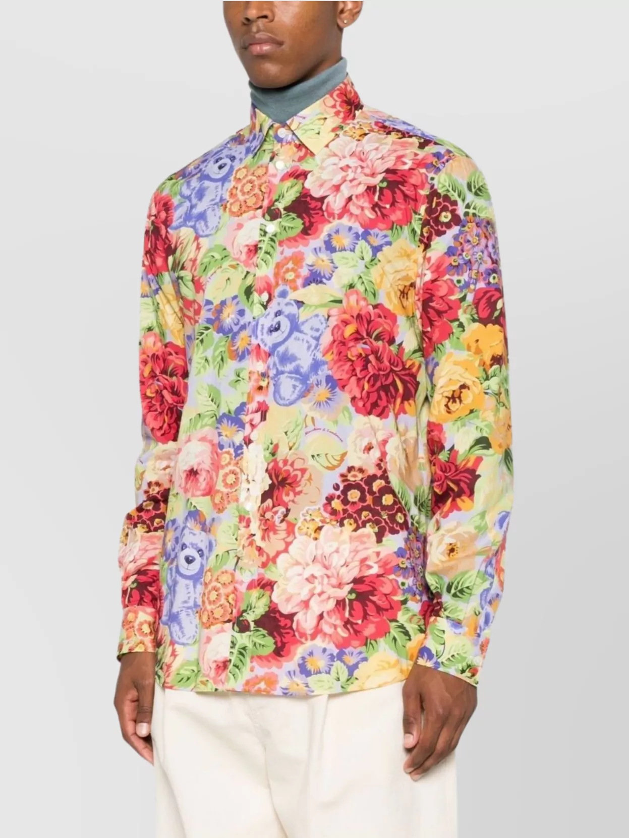 Moschino Floral Long Sleeve Button-Down Collar Shirt