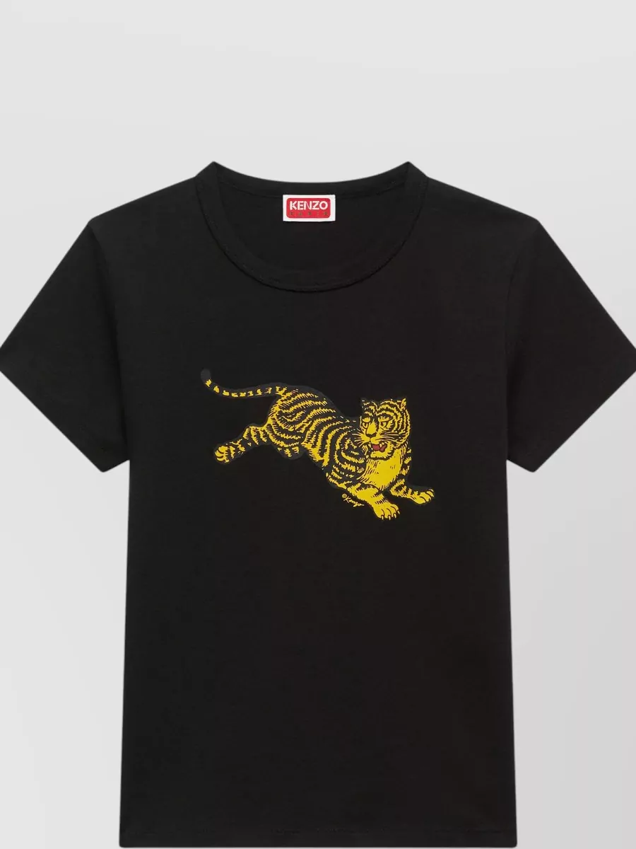 Kenzo Cotton Tiger-Print Crew-Neck T-Shirt