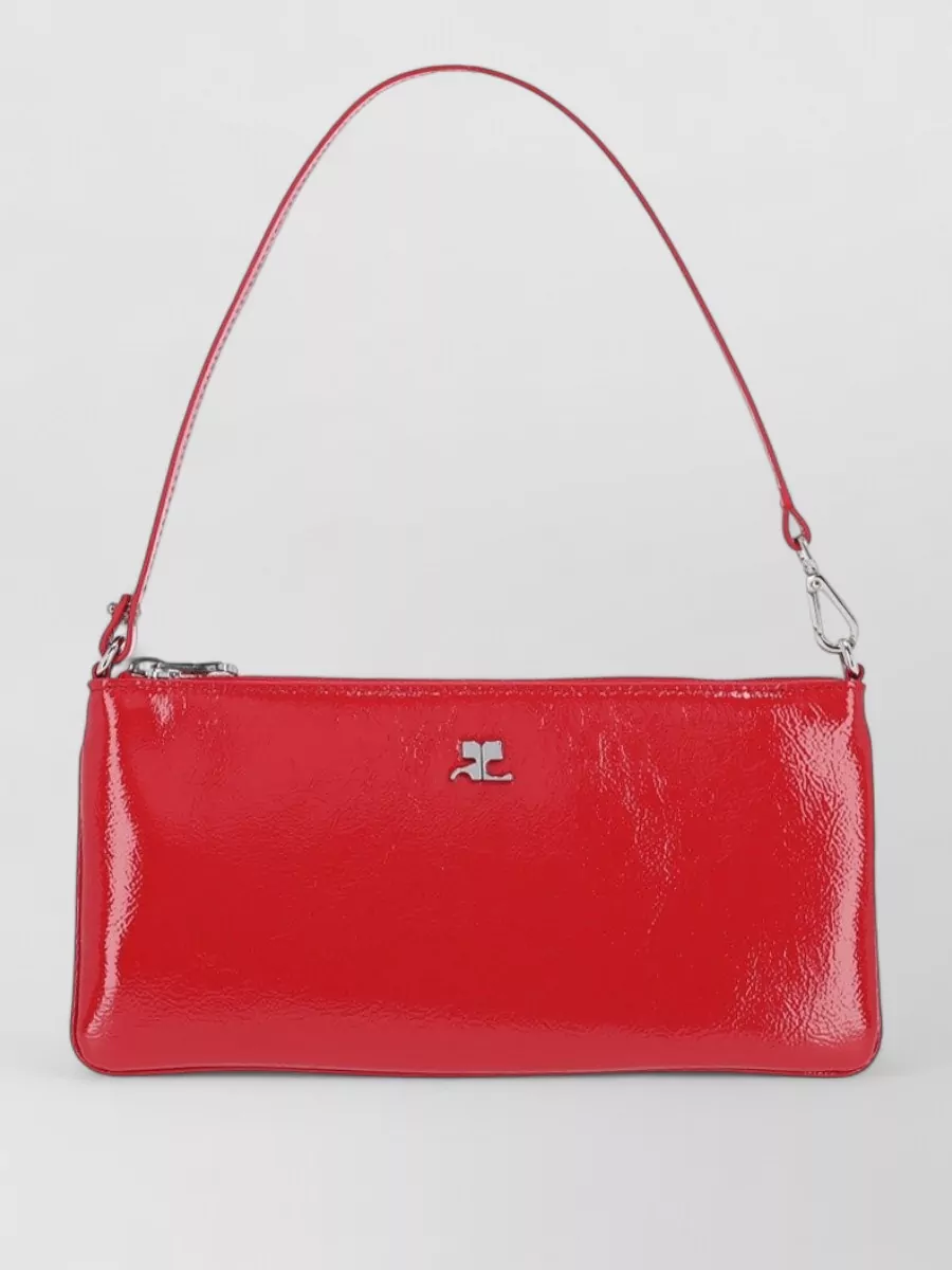 Courrèges Clutch Bag Detachable Strap Glossy Finish