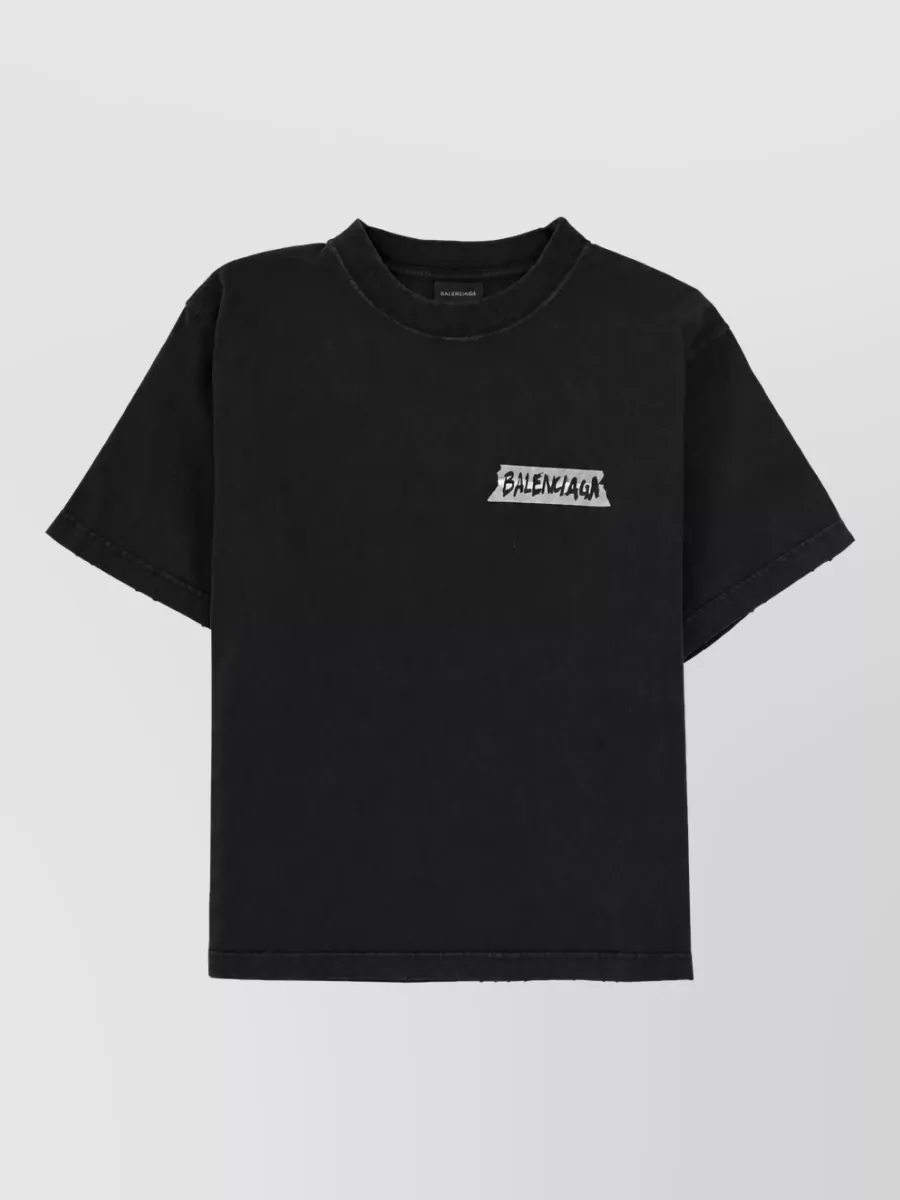 Balenciaga Logo Crew Neck Graphic Jersey T Shirt