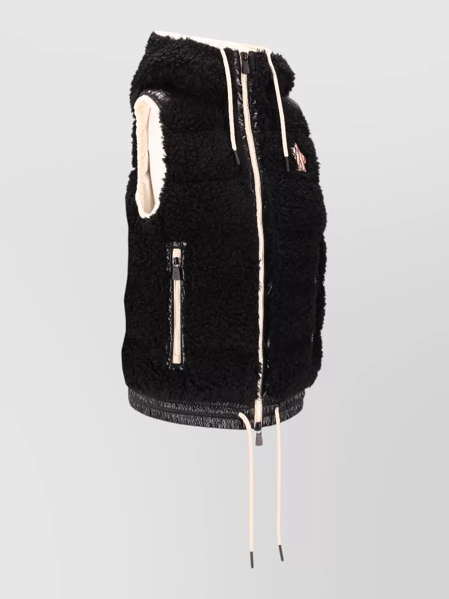 Moncler Hooded Sleeveless Jacket Grenoble Drawstring Hem