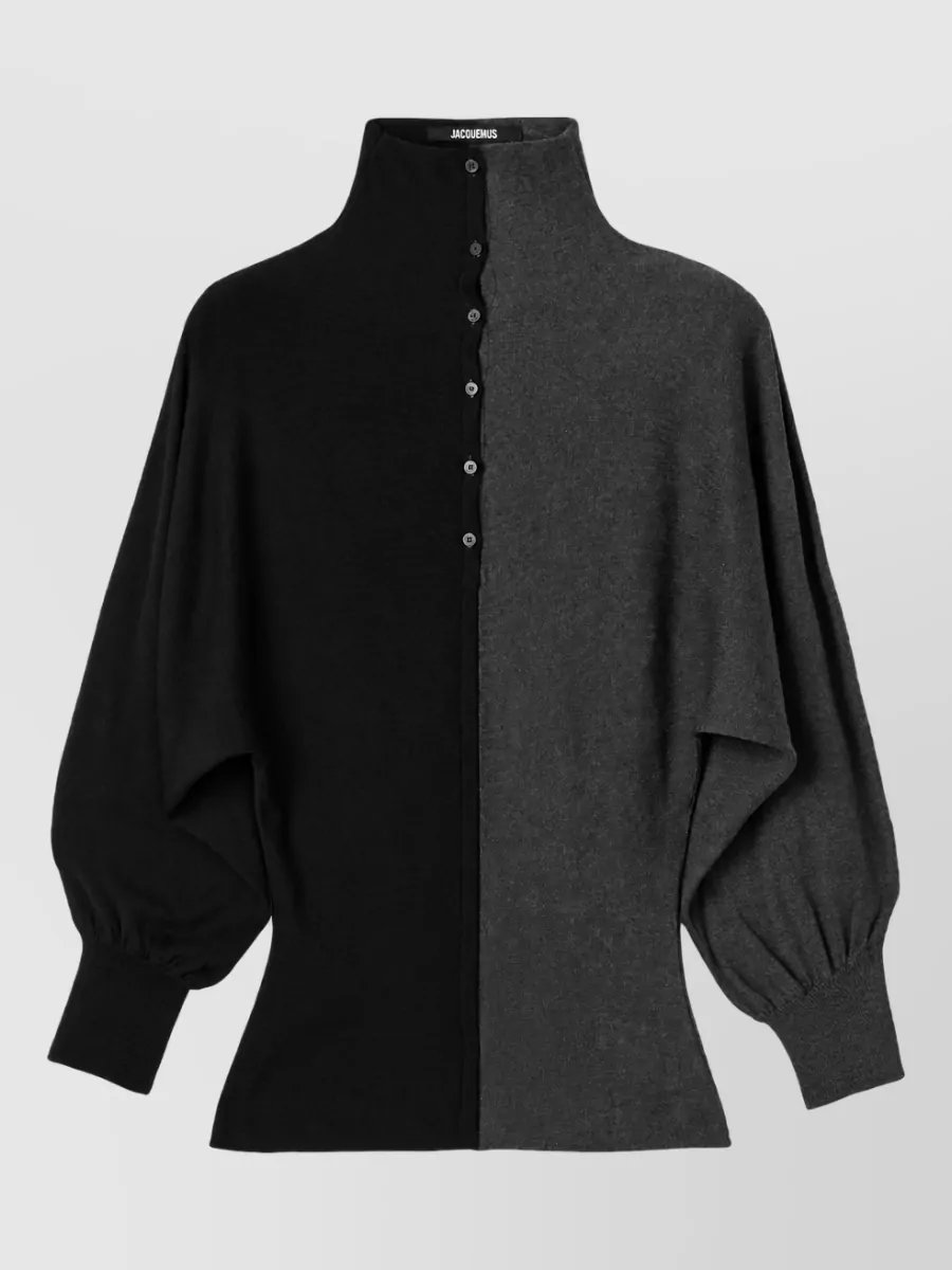 Jacquemus silk ribbed turtleneck long-sleeve polo shirt