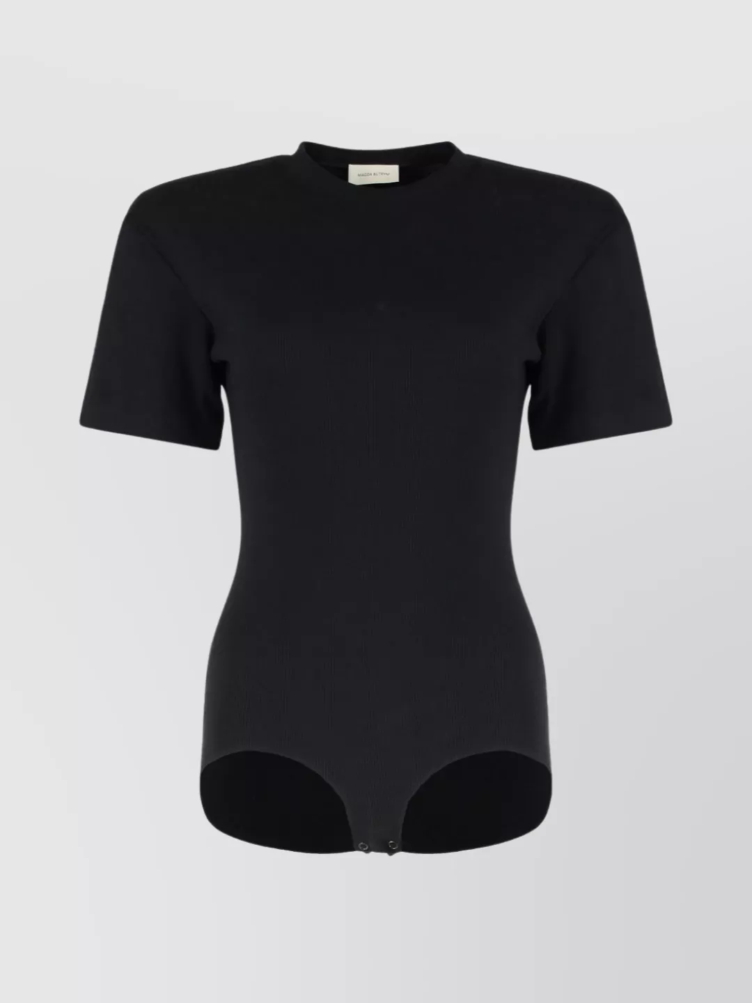 Magda Butrym Ribbed Knit Padded Shoulder Bodysuit In Black