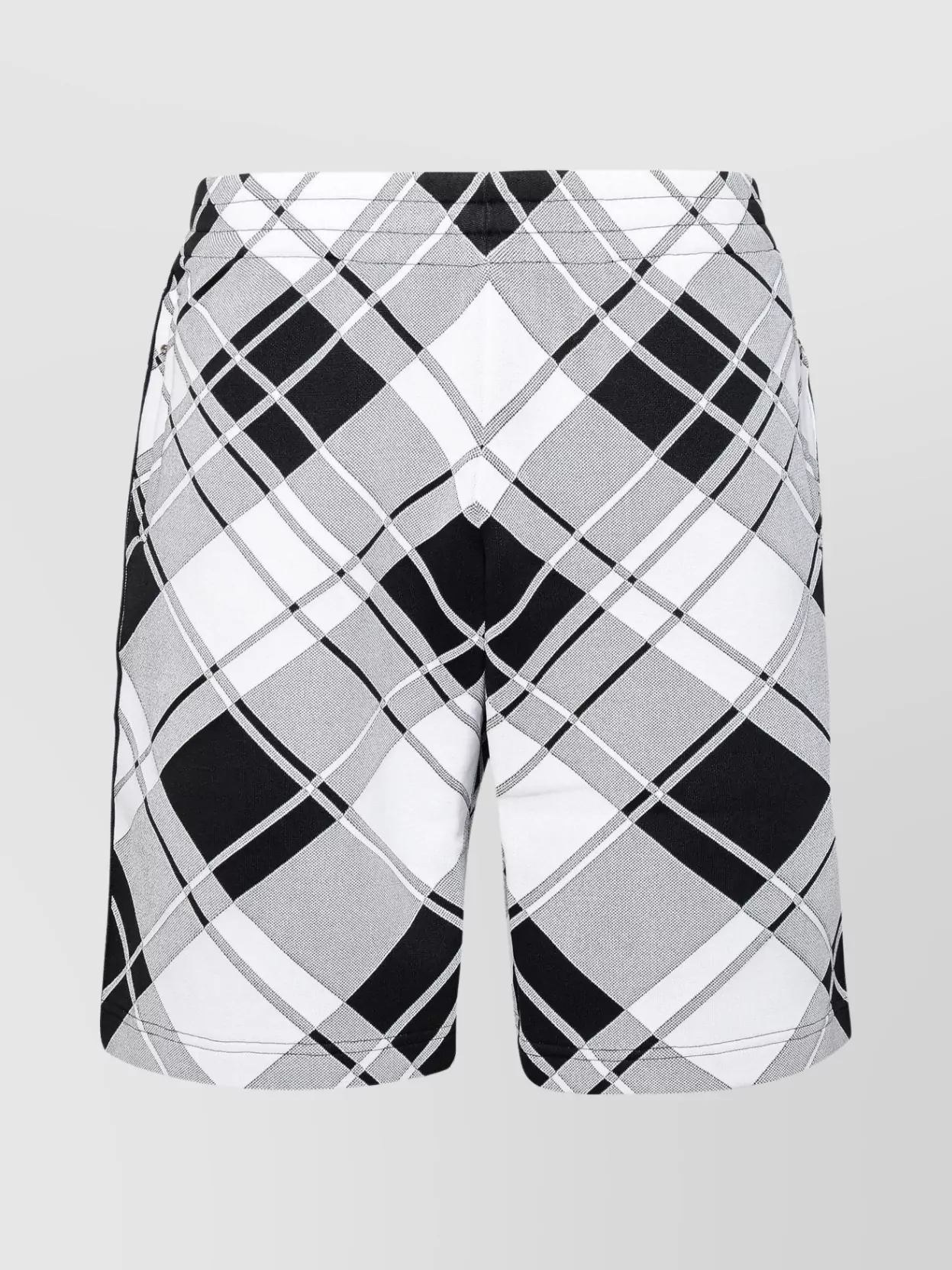 Shop Burberry Viscose Blend Checkered Shorts With Elastic Waistband