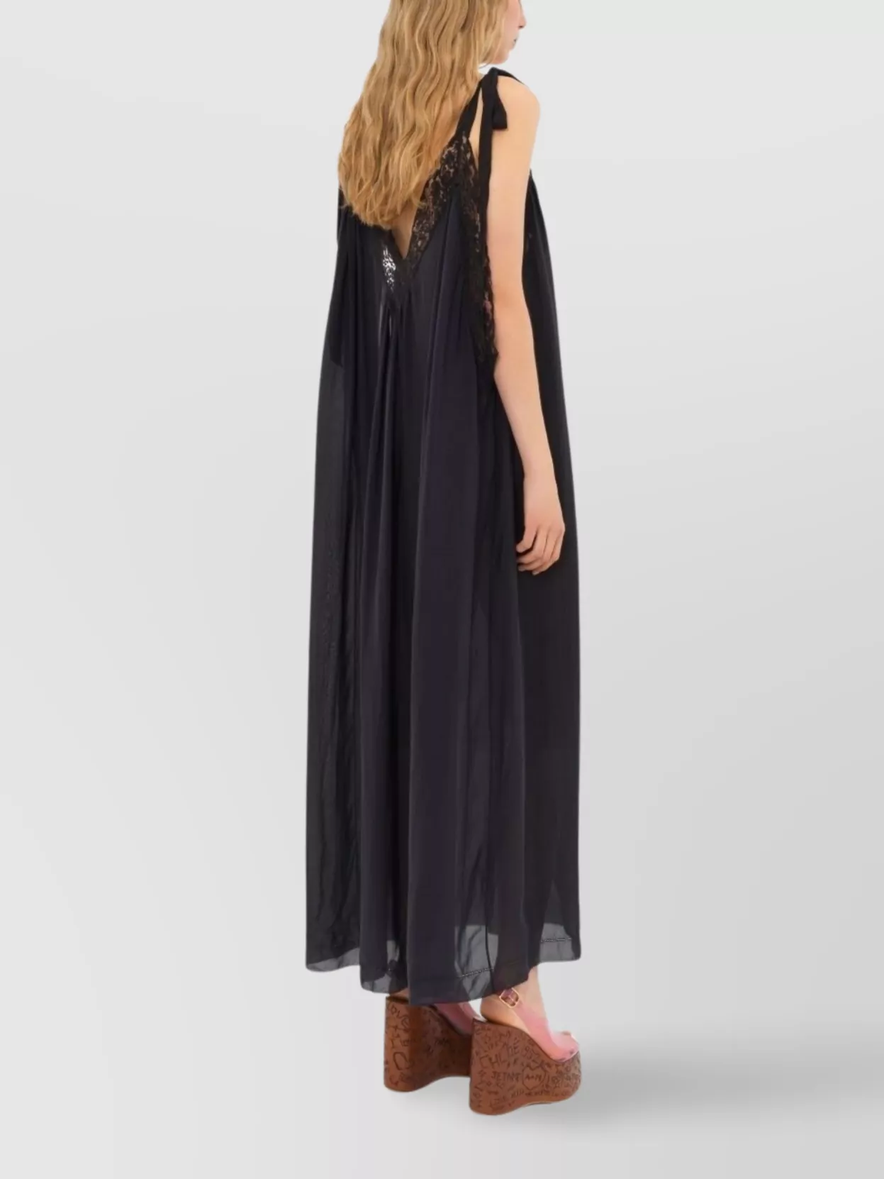 Chloé Long Dress With Lace And Sheer Fabric