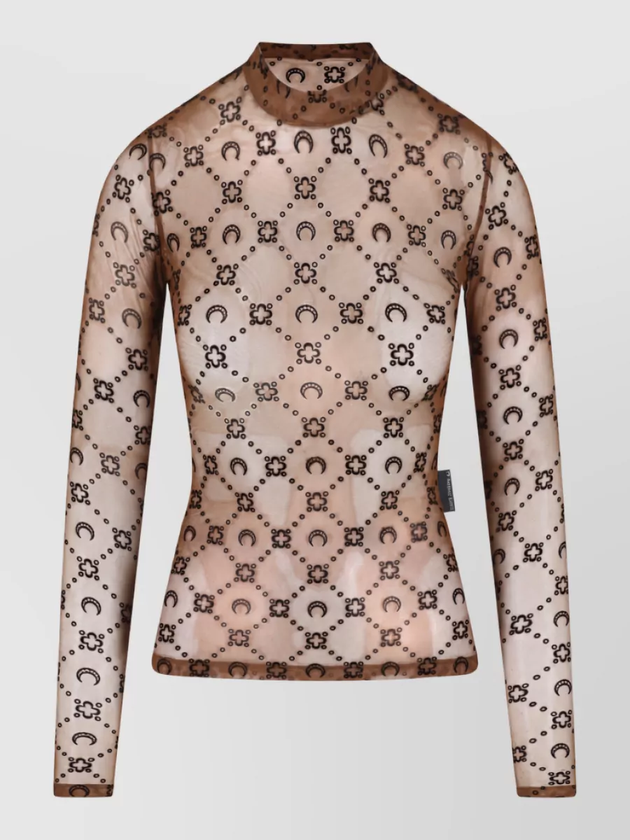 Marine Serre mesh long-sleeve high-neck t-shirt
