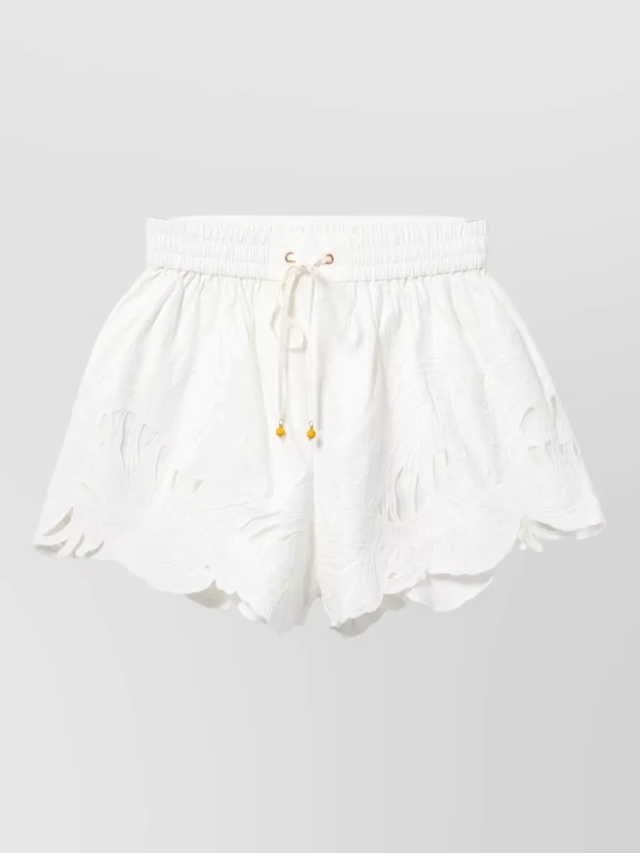 Zimmermann Embroidered cotton cutout shorts