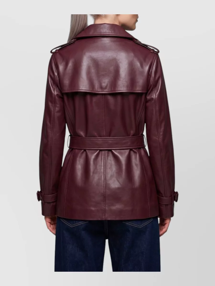 Burberry Lamb Leather Short Double-Breasted Trench Coat