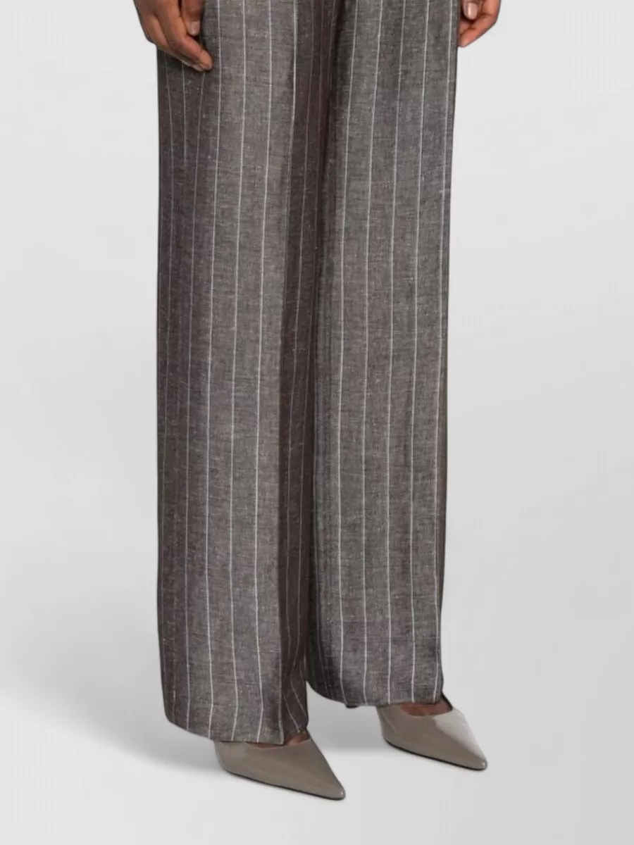 Via Masini 80 Pinstriped Wide-Leg Trousers