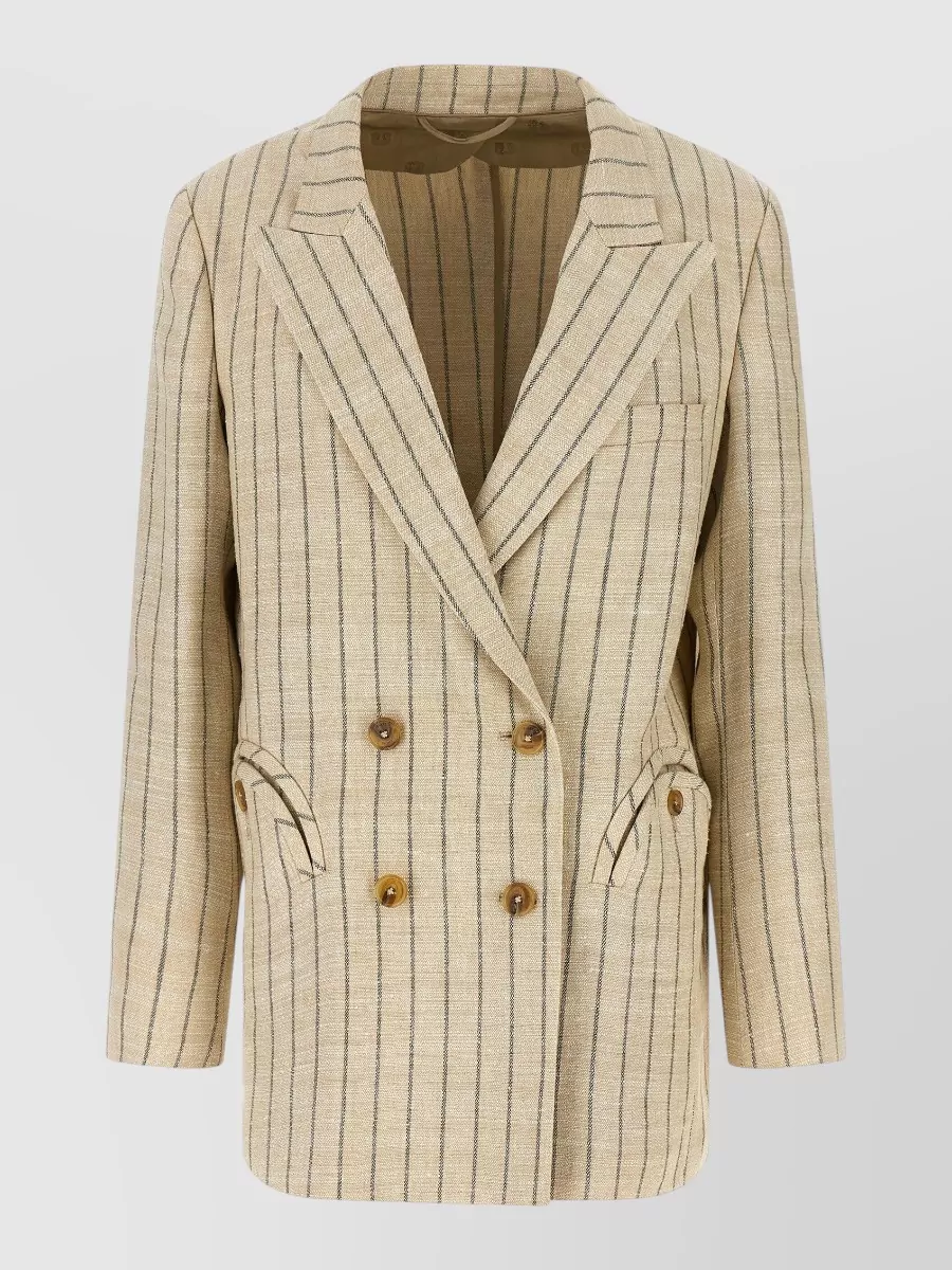 Blazé Milano Linen blend pinstripe double-breasted blazer
