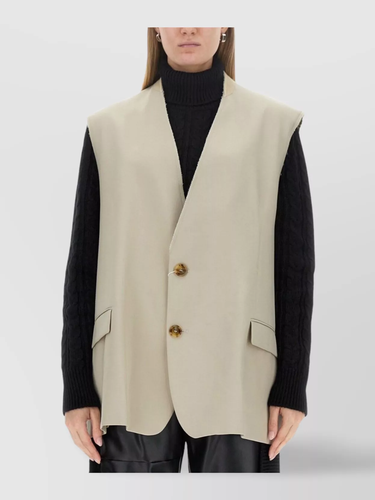 Shop Mm6 Maison Margiela Longline Vest Sleeveless Front Pockets