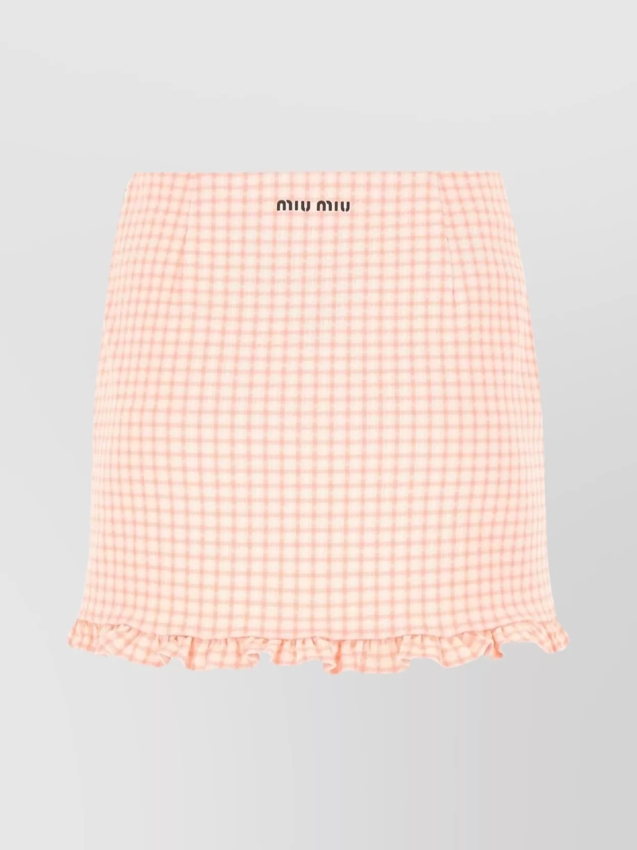 Miu Miu Checkered Pattern Mini Skirt With Ruffle Hem In Multi