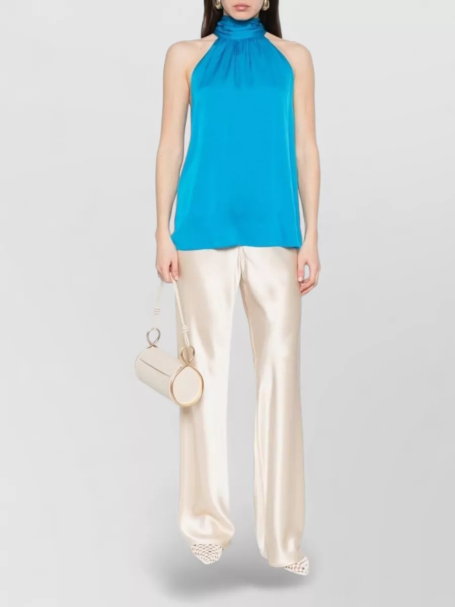 Silk95five silk gathered sleeveless halterneck top