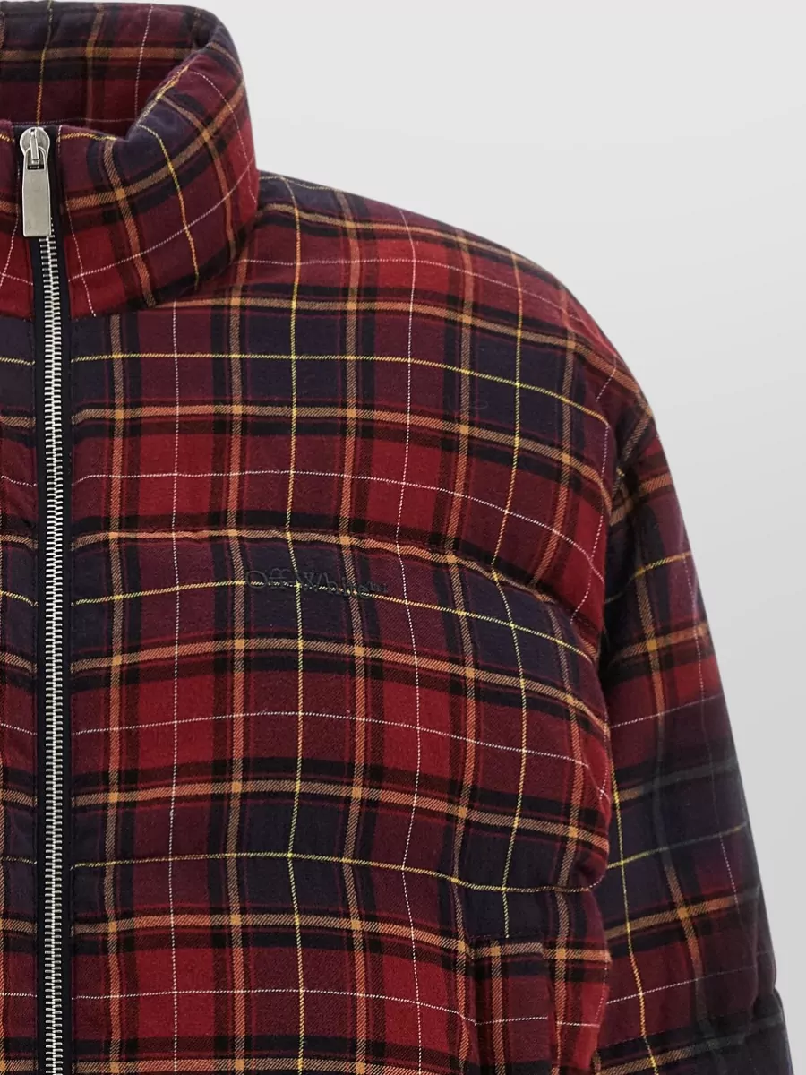 Off-White Check-Print Quilted Cropped Puffer Jacket
